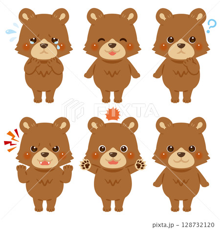 クマのキャラクターイラスト　表情セット 128732120