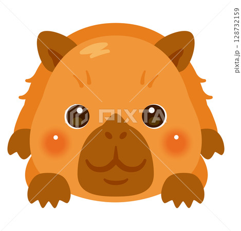 うつ伏せになったカピバラのイラスト 128732159