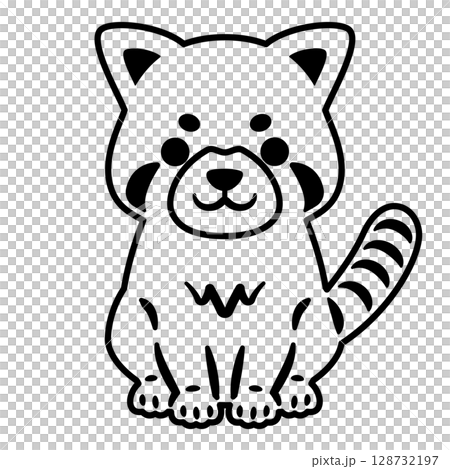 レッサーパンダの線画 128732197