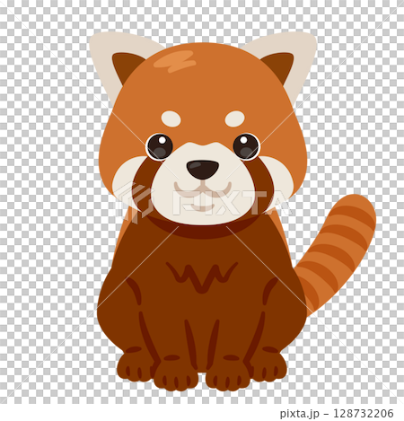 お座りしたレッサーパンダのイラスト 128732206