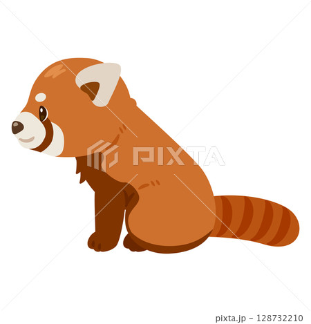 お座りしたレッサーパンダの横向きイラスト 128732210