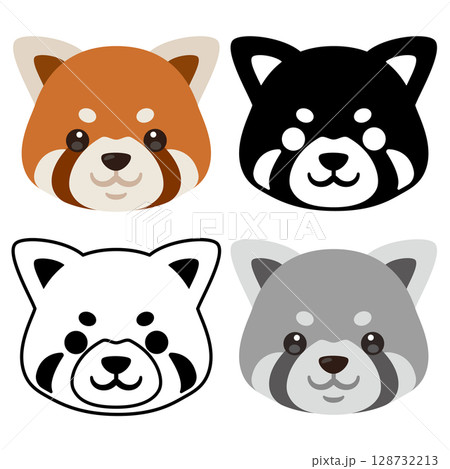 レッサーパンダの顔アイコンセット 128732213