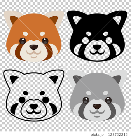レッサーパンダの顔アイコンセット 128732213