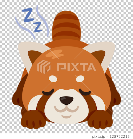 一隻紅熊貓趴著睡覺的插圖 128732215