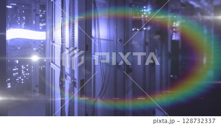 Image of moving shapes over light spots Image of moving shapes over light spots 128732337