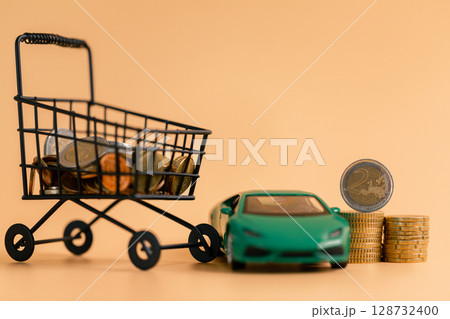 Business car concept growth involves strategic financial management money loan investment bank real estate economic development encourage accountancy save coin buy stack investment economy return 128732400