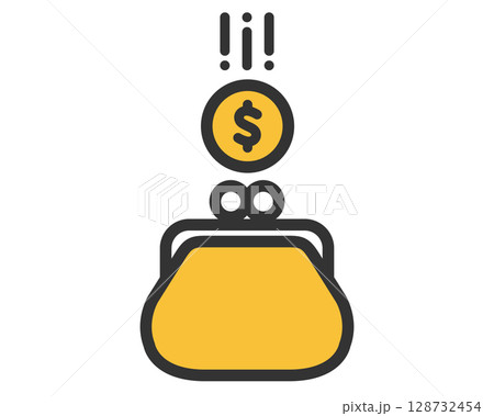 ドル硬貨アイコン｜金融・貯蓄 ベクター素材 128732454