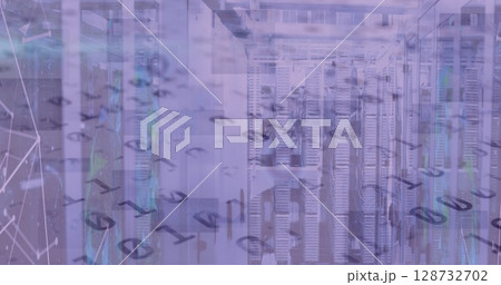 Image of data processing over server room 128732702