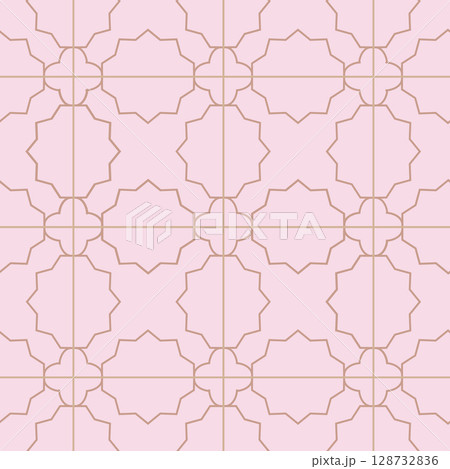 Line elegant simple oak tree leaves seamless pattern. Minimalist basic mosaic, tile design vector background. Line elegant simple oak tree leaves seamless pattern. Minimalist basic mosaic, tile design vector background. 128732836