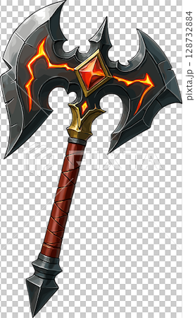 ファンタジーな火属性の斧のイラスト 128732884