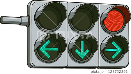 矢印の出る車用信号機のイラスト 128732891