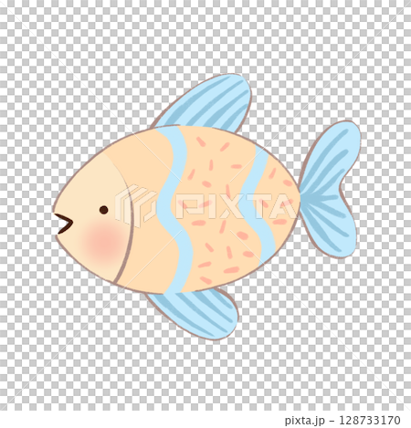 fish cartoon character in flat style with decorations pastel ocean themed illustration 128733170