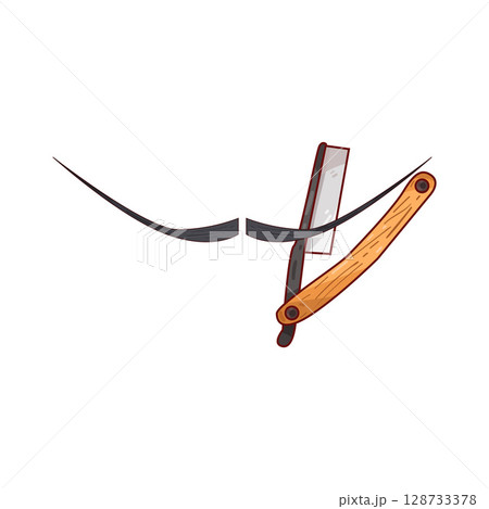 illustration of mustache and straight razorのイラスト素材 [128733378] - PIXTA