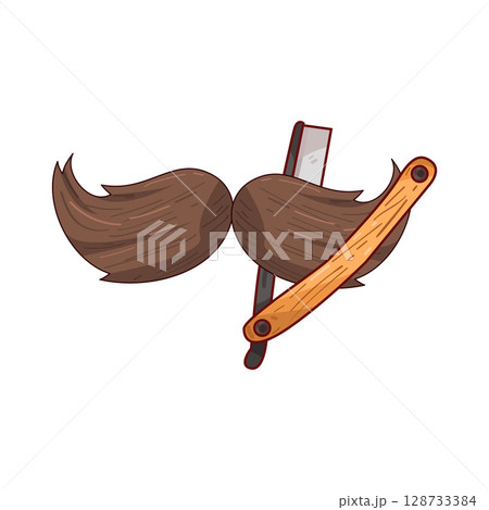 illustration of mustache and straight razorのイラスト素材 [128733384] - PIXTA