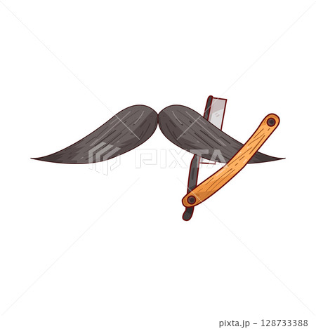 illustration of mustache and straight razor illustration of mustache and straight razor 128733388
