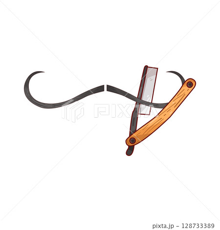 illustration of mustache and straight razorのイラスト素材 [128733389] - PIXTA
