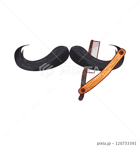illustration of mustache and straight razorのイラスト素材 [128733391] - PIXTA