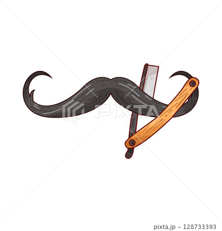 illustration of mustache and straight razorのイラスト素材 [128733393] - PIXTA