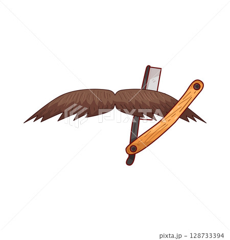 illustration of mustache and straight razor illustration of mustache and straight razor 128733394