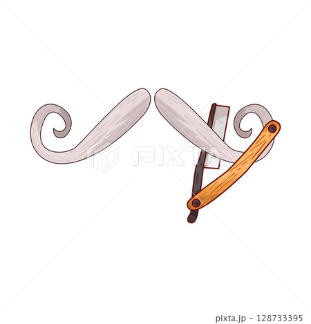 illustration of mustache and straight razorのイラスト素材 [128733395] - PIXTA