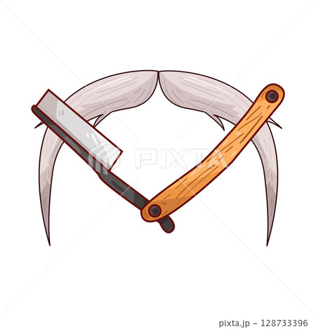 illustration of mustache and straight razor 128733396