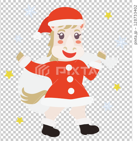 サンタ姿のかわいい馬 サンタ姿のかわいい馬 128733402