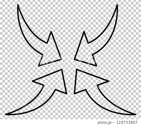 Illustration of arrows converging on one point 128733807