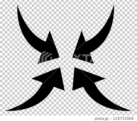 Illustration of black arrows converging on one point Illustration of black arrows converging on one point 128733808