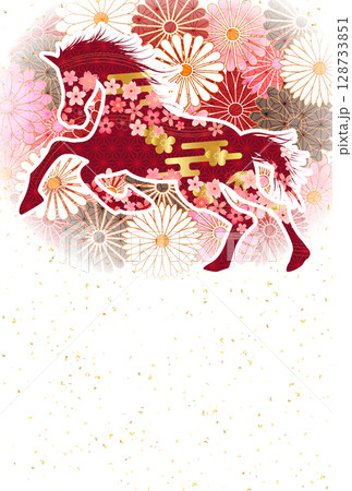 午　年賀状　桜　背景 128733851