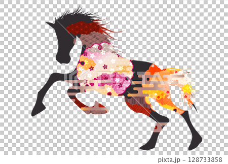 午 年賀状 桜 アイコン 午 年賀状 桜 アイコン 128733858