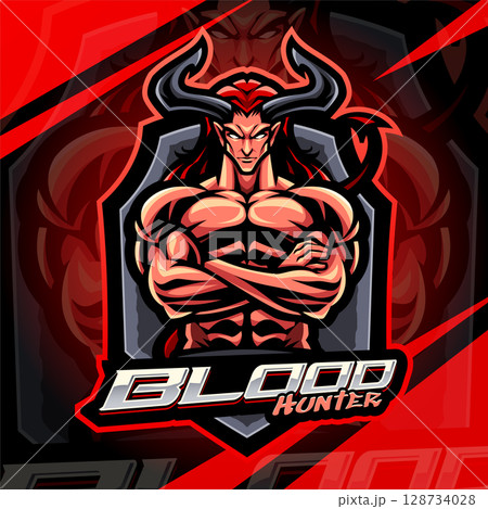 Blood hunter esport mascot logo design Blood hunter esport mascot logo design 128734028