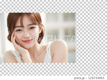 Cute smiling young woman 128734063