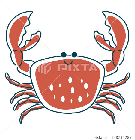 シンプルでかわいいカニのイラスト シンプルでかわいいカニのイラスト 128734285