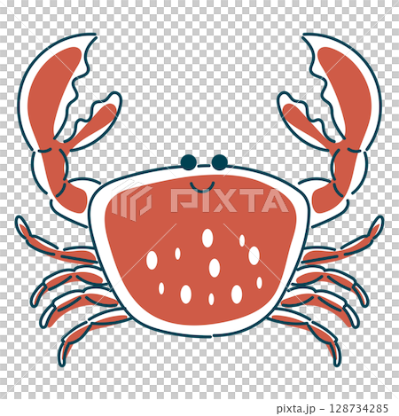 シンプルでかわいいカニのイラスト シンプルでかわいいカニのイラスト 128734285