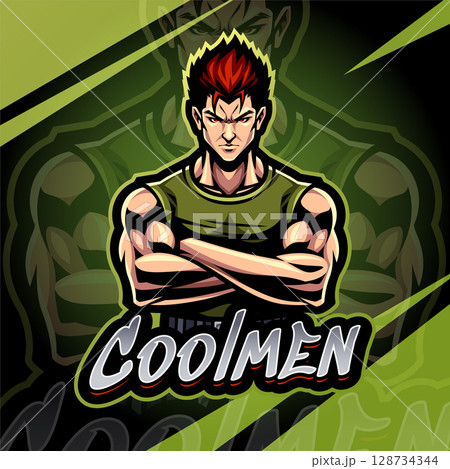 cool man esport mascot logo design cool man esport mascot logo design 128734344