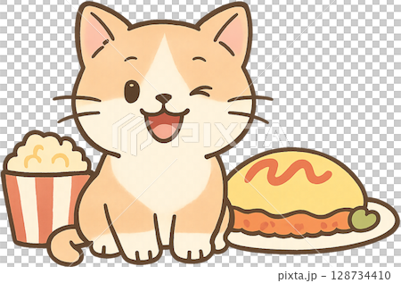 可愛的貓咪插畫 128734410