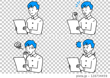 Casual men looking at documents set 128734459