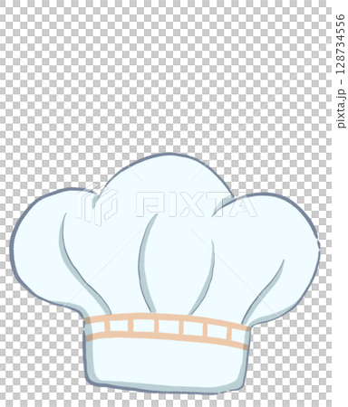 Chef's hat vector drawing in flat cartoon style with festive elements for celebration designs 128734556