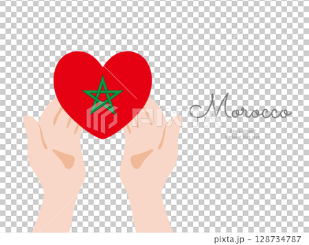 [摩洛哥] 手和國旗圖標矢量圖 128734787