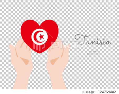 [Tunisia] hand and national flag icon vector illustration 128734802