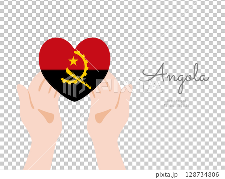 [安哥拉] 手和國旗圖標矢量圖 128734806