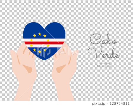 [Cape Verde] hand and national flag icon vector illustration 128734811