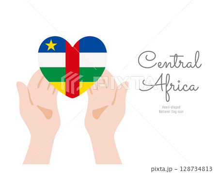 [中央アフリカ]手と国旗のアイコン ベクターイラスト 128734813