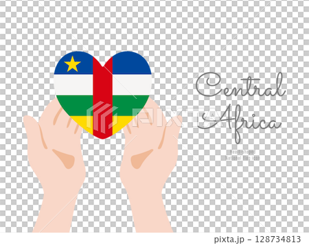[中央アフリカ]手と国旗のアイコン ベクターイラスト 128734813