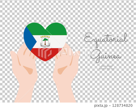 [赤道ギニア]手と国旗のアイコン ベクターイラスト 128734820