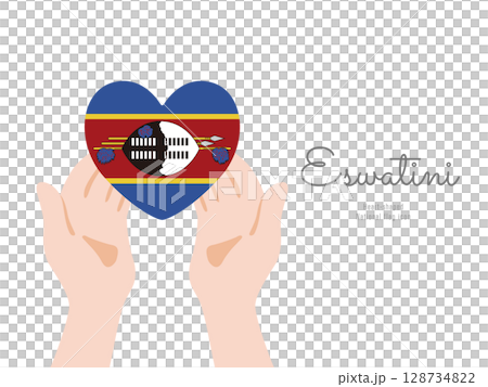 [エスワティニ]手と国旗のアイコン ベクターイラスト 128734822