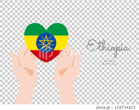 [Ethiopia] hand and national flag icon vector illustration 128734823