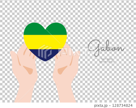 [Gabon] Hand and national flag icon vector illustration 128734824