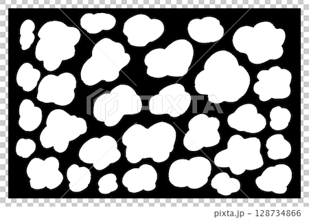 單調的雲狀圖案背景素材 | 白色版本，抽象，手繪設計 128734866