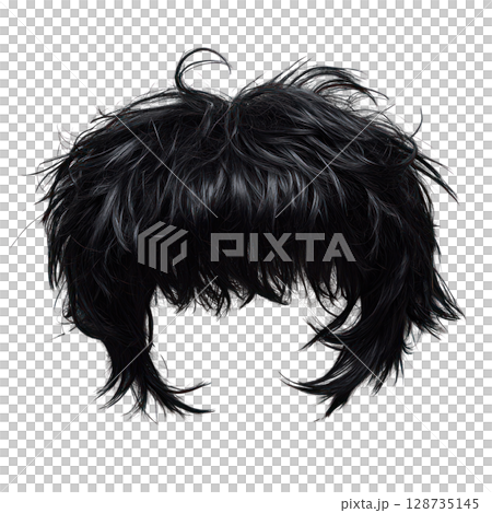 Black shaggy wig with messy hair style perfect for cosplay or costume parties 128735145